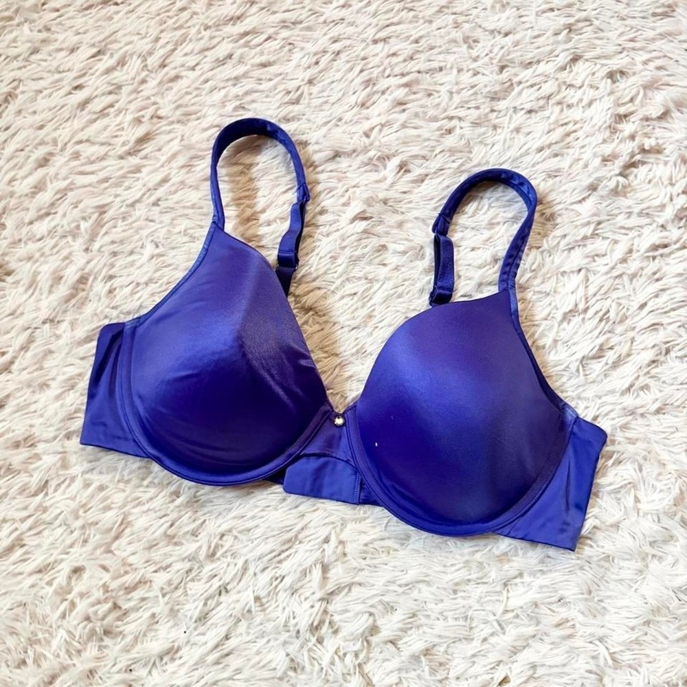 Warners Vivid Royal Blue Satin Silky Padded Wired Tshirt Bra Womens 40C Flirty